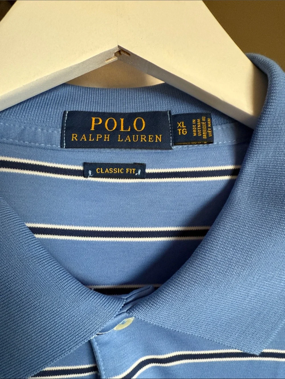 Polo by Ralph Lauren Light Blue Striped Polo with White & Navy Lines NWT